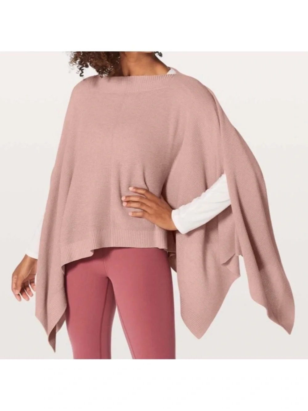 Lululemon Forward Flow Cape Heathered Mink Berry Pink Cashmere Blend